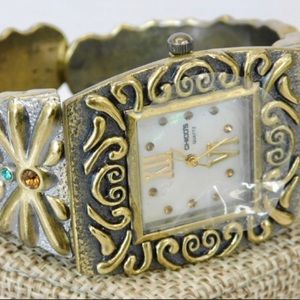 Chico’s Women’s Gold Tone Rhinestone Cuff Wristwatch